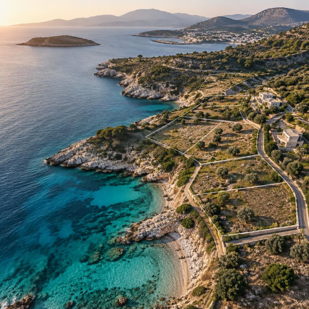 Greek coastline and land plots